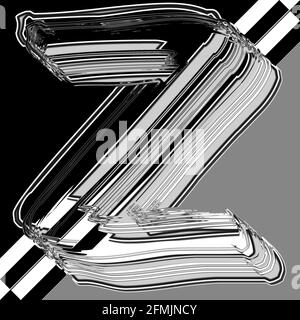 square graphic with the shifted and repeated upper-case character Z as monogram in black and white Stock Photo