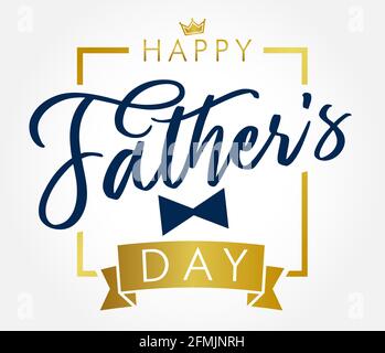 Happy father's day dark and gold colors postcard. Happy Fathers Day creative congrats. Brush font lovely poster, calligraphic elements. Isolated abstr Stock Vector