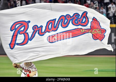 ATLANTA, GA - APRIL 09: Braves mascot Blooper during the Atlanta Braves  2021 season home opener against the Philadelphia Phillies on April 09, 2021  at Truist Park in Atlanta, Georgia. (Photo by