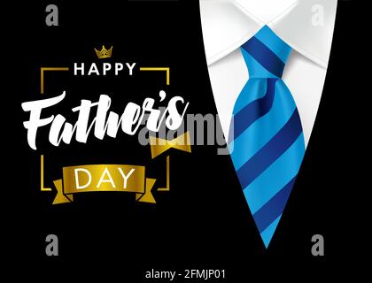 Happy father's day black and gold colored postcard. Happy Fathers Day creative congrats. Dad is my king, best dad in the world poster. Isolated abstra Stock Vector