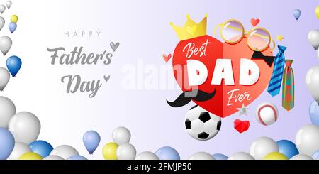 Happy father's day colorful postcard. Happy Fathers Day creative congrats with calligraphic elements. Dad is my king poster. Best dad ever. Brush call Stock Vector