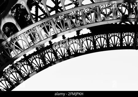 Eiffel Tower detail in black and white Stock Photo