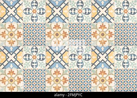 Background pattern of Colorful decorative Tiles. Old retro style Stock Photo