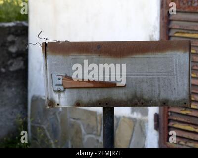 old rusted us mail box detail Stock Photo