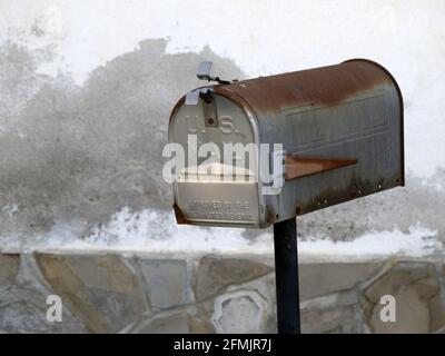 old rusted us mail box detail Stock Photo