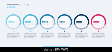 Stylish vector infographic concept template. Six options Stock Vector