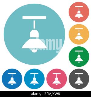 Chandelier flat white icons on round color backgrounds. 17 background ...