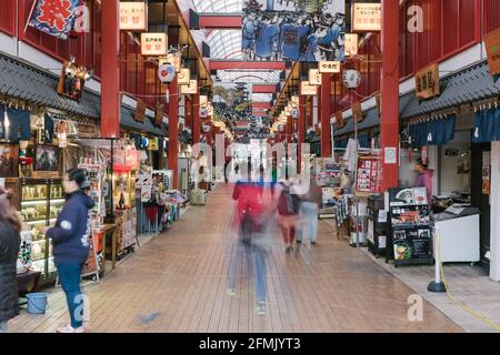 Tokyo, Japan - January 7, 2016: Shin-Nakamise shopping arcade in Asakusa, Taito,Tokyo, Japan Stock Photo
