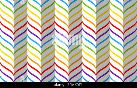 Rainbow chevron pattern, seamless vector geometric background. Unicorn magic rainbow stripes pattern. Abstract geometric wave background. Stock Vector