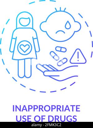 Inappropriate drugs use concept icon Stock Vector