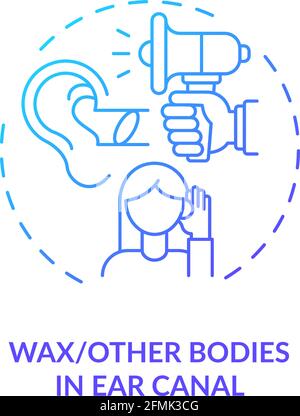 Wax and other foreign bodies in ear canal concept icon Stock Vector