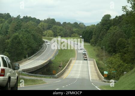 Scenic drive on a highway in Virginia, USA Stock Photo