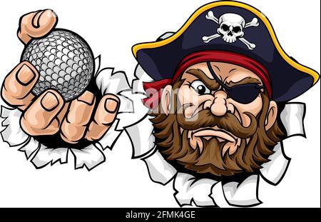 Pirate Golf Ball Sports Mascot Cartoon Stock Vector