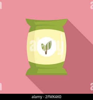 Fertilizer pack icon, flat style Stock Vector