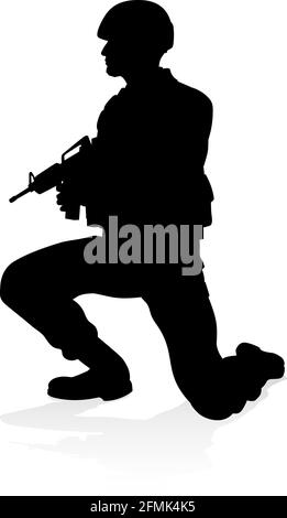 Soldier High Quality Silhouette Stock Vector