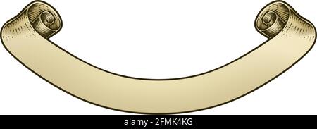 Scroll Vintage Woodcut Banner Paper Ribbon Drawing Stock Vector