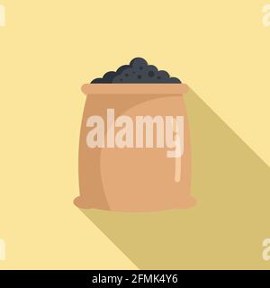 Fertilizer soil sack icon, flat style Stock Vector