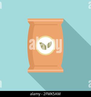 Plant soil pack icon, flat style Stock Vector