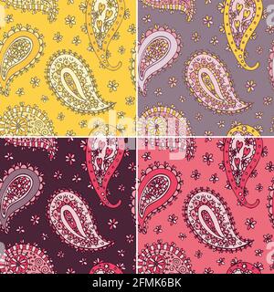 Paisley floral pattern, oriental floral seamless hand drawn background Stock Vector