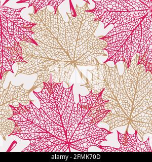 Maple leaf silhouette pattern, seamless vector maple background Stock Vector