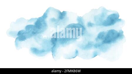 Abstract blue watercolor stain shape. Cloud isolated element by watercolor hand-painted. Stock Vector