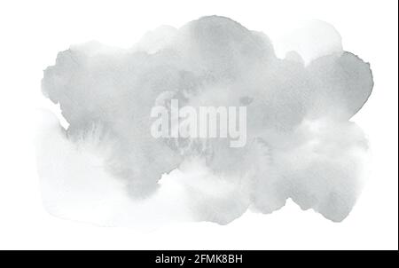 Abstract light grey watercolor stain shape. Cloud isolated element by watercolor hand-painted. Stock Vector