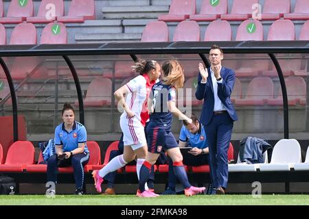 AMSTERDAM, NETHERLANDS - MAY 9: Trainer/coach Tommy Strootman of FC Twente during the Play-offs Eredivisie Women match between AFC Ajax and FC Twente Stock Photo