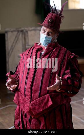 Bryn Terfel is masked and socially distanced during a rehearsal of Falstaff for the Grange Park Opera. The rehearsals have been taking part at Alford House, in London, before the opera is seen from the 10th June-18 July. Picture date: Monday May 10, 2021. Stock Photo