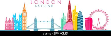 Abstract city background with buildings and skyline, London. Colorful city silhouette vector illustration. Stock Vector