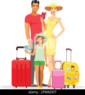 Preparing for vacation travel. Vacation, family and journey, visit vector illustration. Stock Vector