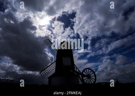 Clouds gather over the 17th century Pistone Windmill near Alyesbury. Picture date: Monday May 10, 2021. Stock Photo