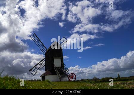 Clouds gather over the 17th century Pistone Windmill near Alyesbury. Picture date: Monday May 10, 2021. Stock Photo