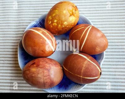 Set of poorly colored eggs Stock Photo