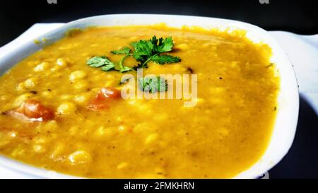 Indian popular food Dal fry or traditional Dal Tadka Curry served in bowl Stock Photo