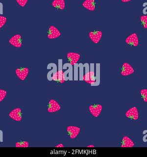 Strawberry seamless fruit vector pattern. Berry background for print. Stock Vector