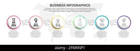 Vector infographics six circles. Business concept of 6 steps, options. Infographic template for diagram, business, web, banner, presentations Stock Vector