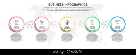 Vector infographics five circles. Business concept of 5 steps, options. Infographic template for diagram, business, web, banner, presentations Stock Vector