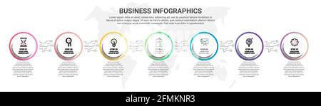 Vector infographics seven circles. Business concept of 7 steps, options. Infographic template for diagram, business, web, banner, presentations Stock Vector