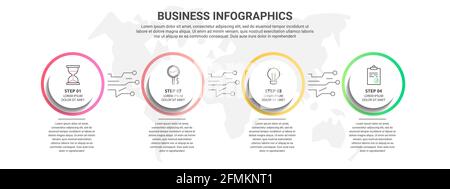 Vector infographics four circles. Business concept of 4 steps, options. Infographic template for diagram, business, web, banner, presentations Stock Vector