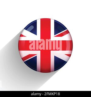 Glass light ball with flag of United Kingdom. Round sphere, template icon. English national symbol. Glossy realistic ball, 3D abstract vector Stock Vector