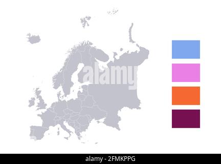 Infographics of Europe map, individual states with names blank Stock Photo