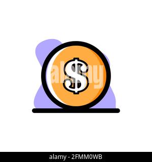 Golden Dollar Coin Conceptual Vector Illustration Design Icon eps10 Stock Vector