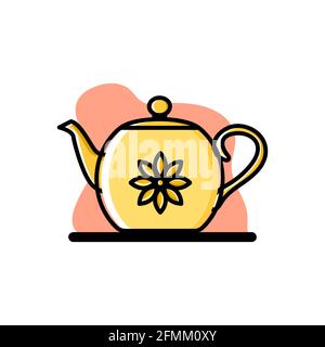 Flower Teapot Conceptual Vector Illustration Design Icon eps10 Stock Vector