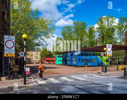 Cambridge Bus Station - the Drummer Street Bus Station in Central Cambridge UK operated mainly by Stagecoach buses. Stock Photo