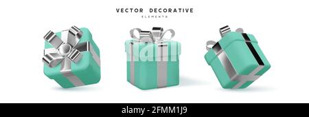 Set of 3d gift boxes. Stock Vector