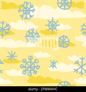 Snow and winter. Seamless illustration. Cartoon style sketch love. Hand outline drawing. Funny cute background illustration. vector Stock Vector
