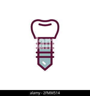 Artificial tooth color line icon. Isolated vector element. Outline ...