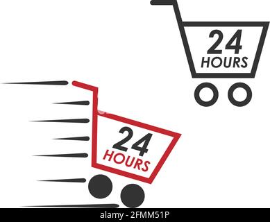 24 Hour icon logo vector illustration design template Stock Vector