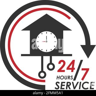 24 Hour icon logo vector illustration design template Stock Vector