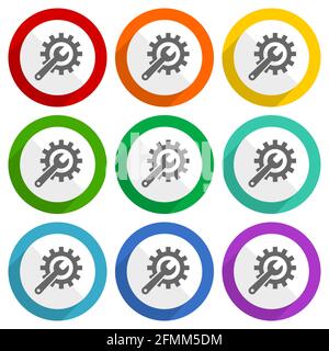 Repair, industry, service concept vector icons, set of colorful flat design buttons for webdesign and mobile applications Stock Vector